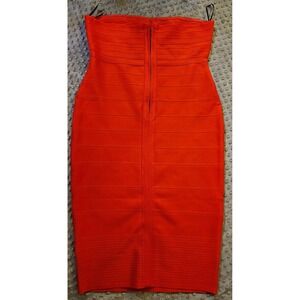 Meilun Red Bandage Dress Strapless Knee Length Bodycon Party Dress XL HL698